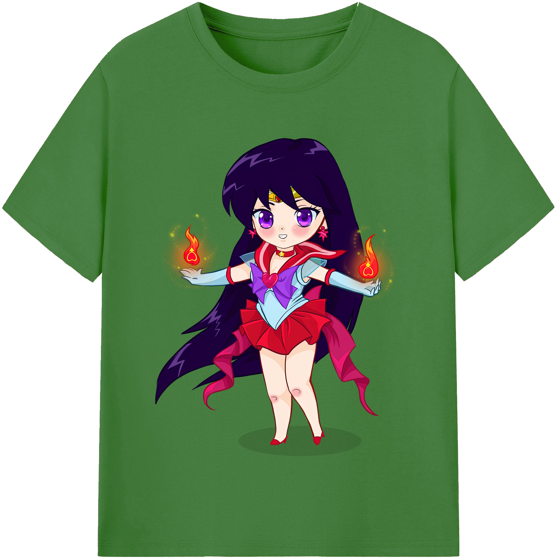 （画像用） 美少女戦士セーラームーン 火野レイ ひの レイ Sailor Moon Hino Rei （セーラーマーズ,Sailor Mars） レディースカジュアルプリントTシャツ（綿100％）